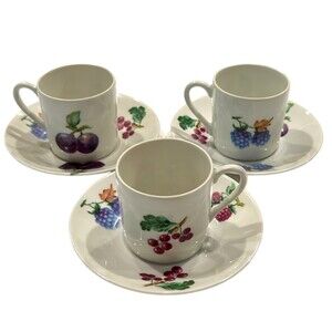 Vintage F. D. Chauvigny Porcelain Demitasse Teacup and Saucer (3 Sets)